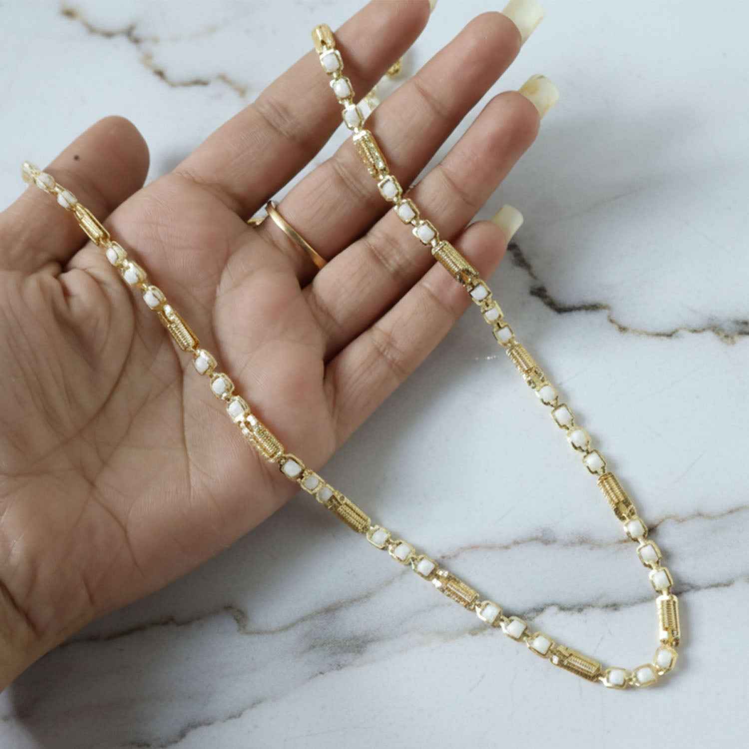 Gold-tone Designer Chain Necklace (1 Pc)
