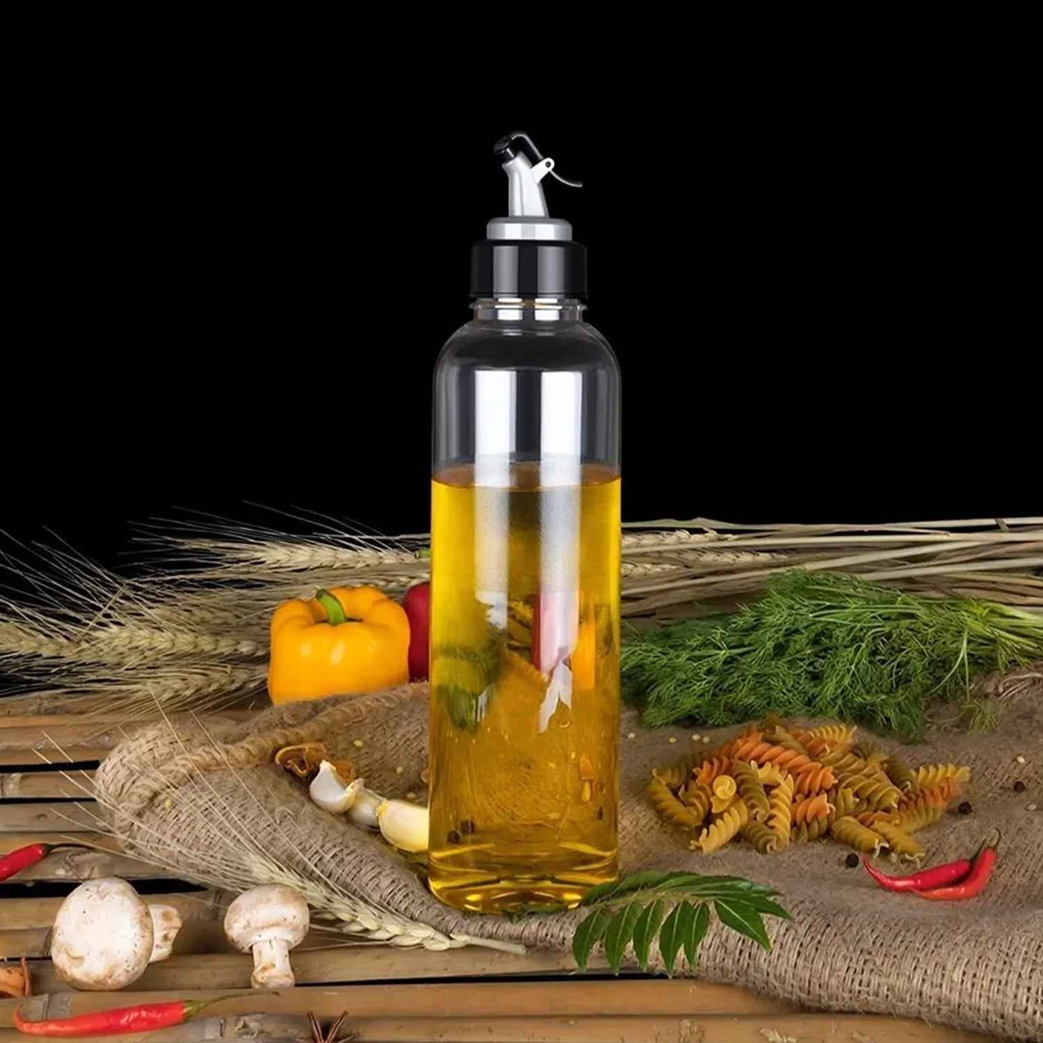 1Ltr Oil Dispenser With Lid Clear Drip Free Spout Controlled Use - BeSh Deals®
