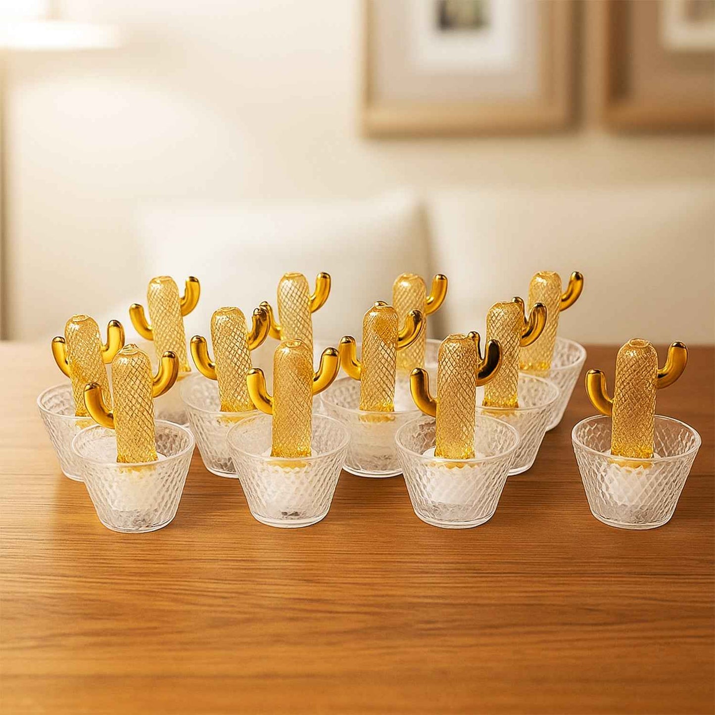 Decorative Cactus Shape Led Tealight Candles (12 Pc)