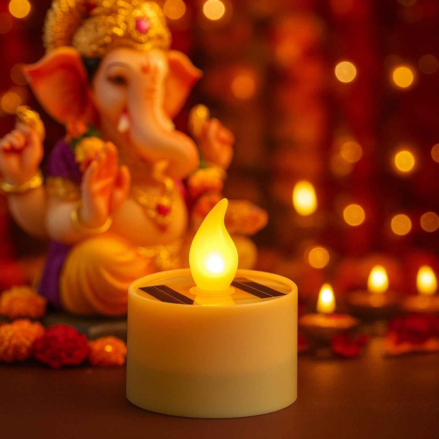 Solar Powered Led Flameless Candle Light (1 Pc)