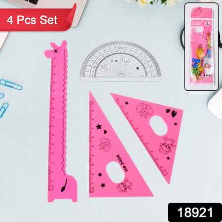 Cute Cartoon Giraffe Ruler  Scale Meter Ruler  Triangle Ruler (4 Pc Set)