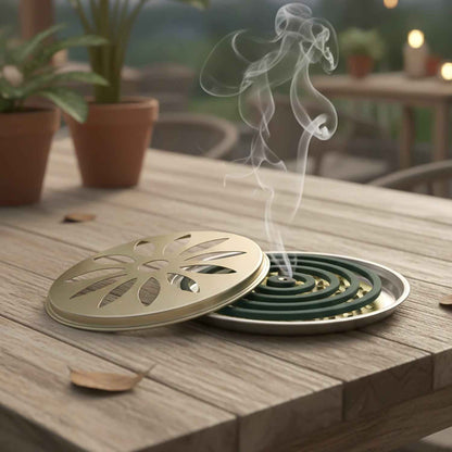 2 In 1 Metal Mosquito Coil Stand Cum Incense Burner (15x15 Cm 1 Pc)