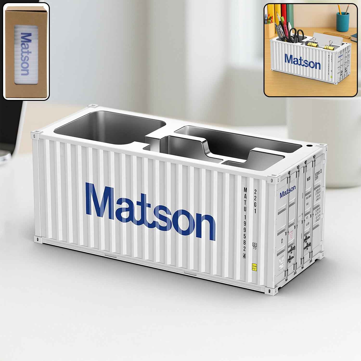 Container-style Multi-compartment Desk Organizer (1 Pc)