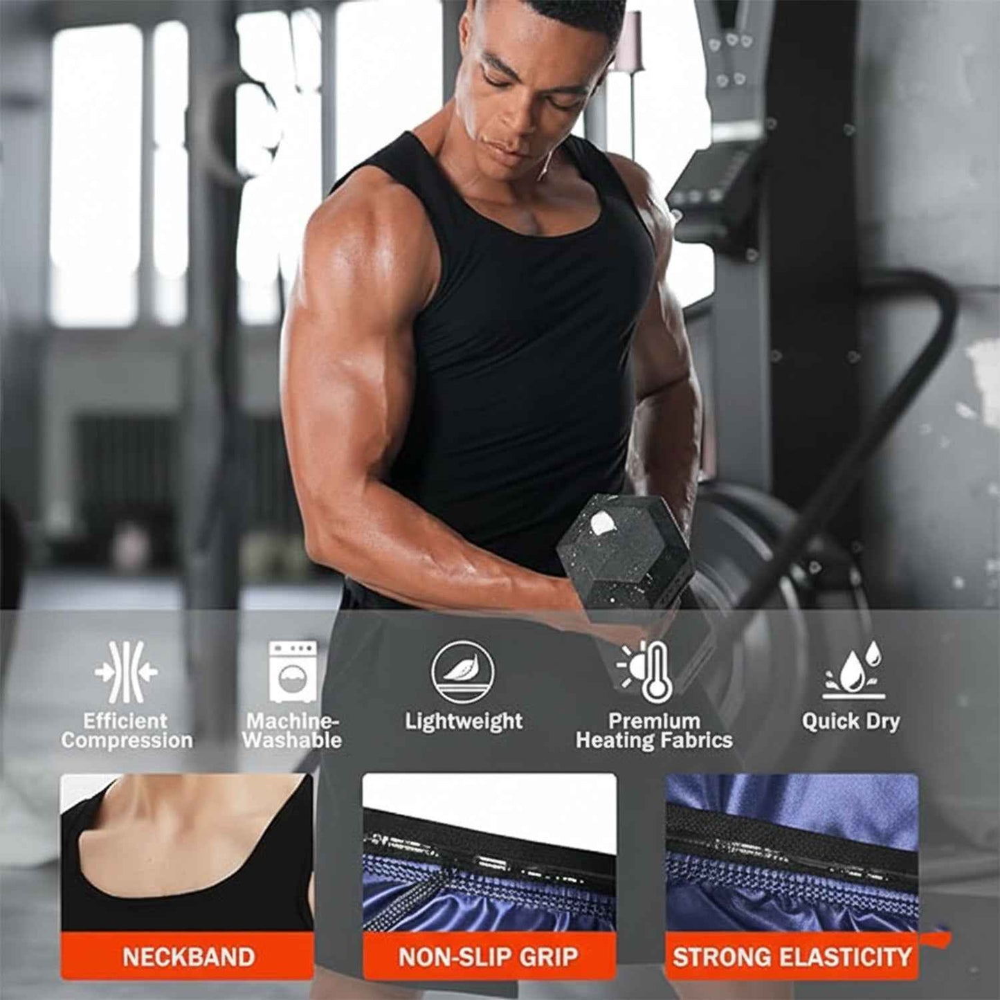 Mens Slim Fit Sweat Shaper Tank Top (Lxl 1 Pc)