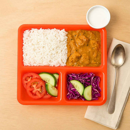 Plastic 3-compartment Rectangular Meal Serving Tray  Plates (1 Pc)
