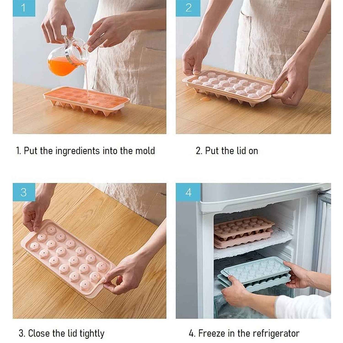 Durable Plastic Ice Cube Tray (1 Pc)