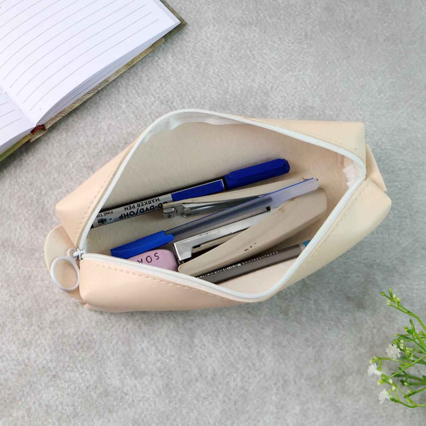 Slim Pu Leather Pencil Pouch - (1 Pc)