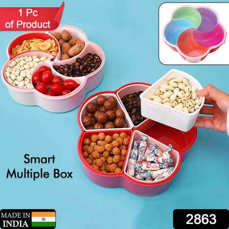 5 Compartments Party Food Storage Snack Nuts Box For Peanuts Fruits And Candy Box For Home Kitchen Use - BeSh Deals®