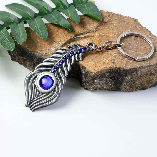 Elegant Metal Peacock Feather Keychain (1 Pc)
