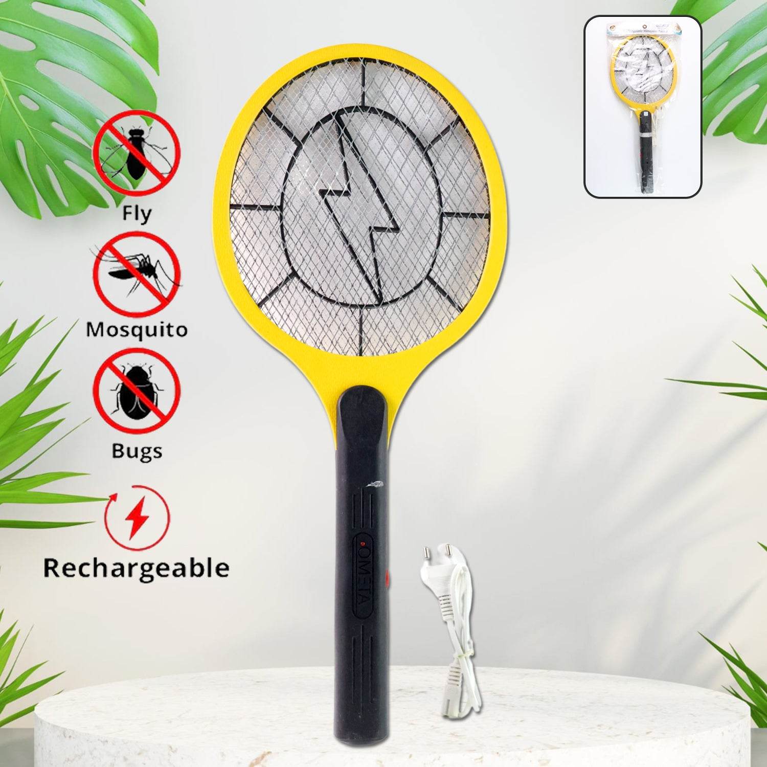 Yellow Rechargeable Electric Mosquito Killer Racket With Cable - Best Deals at BeSh Deals®