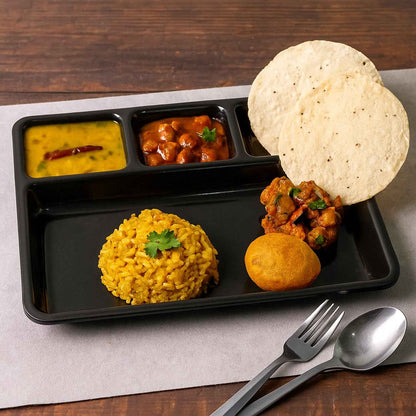 Plastic 4-compartment Rectangular Meal Serving Tray  Sectioned Dining Plate (1 Pc)