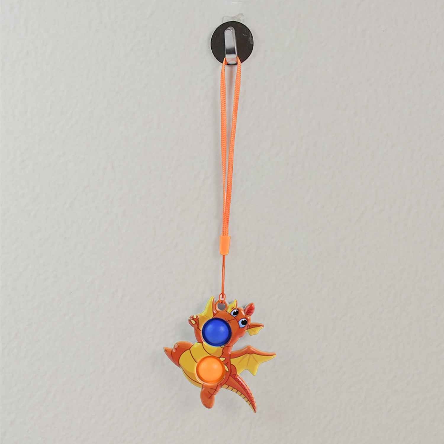 2-bubble Dragon-shaped Push Pop Fidget Toy With Strap (1 Pc)
