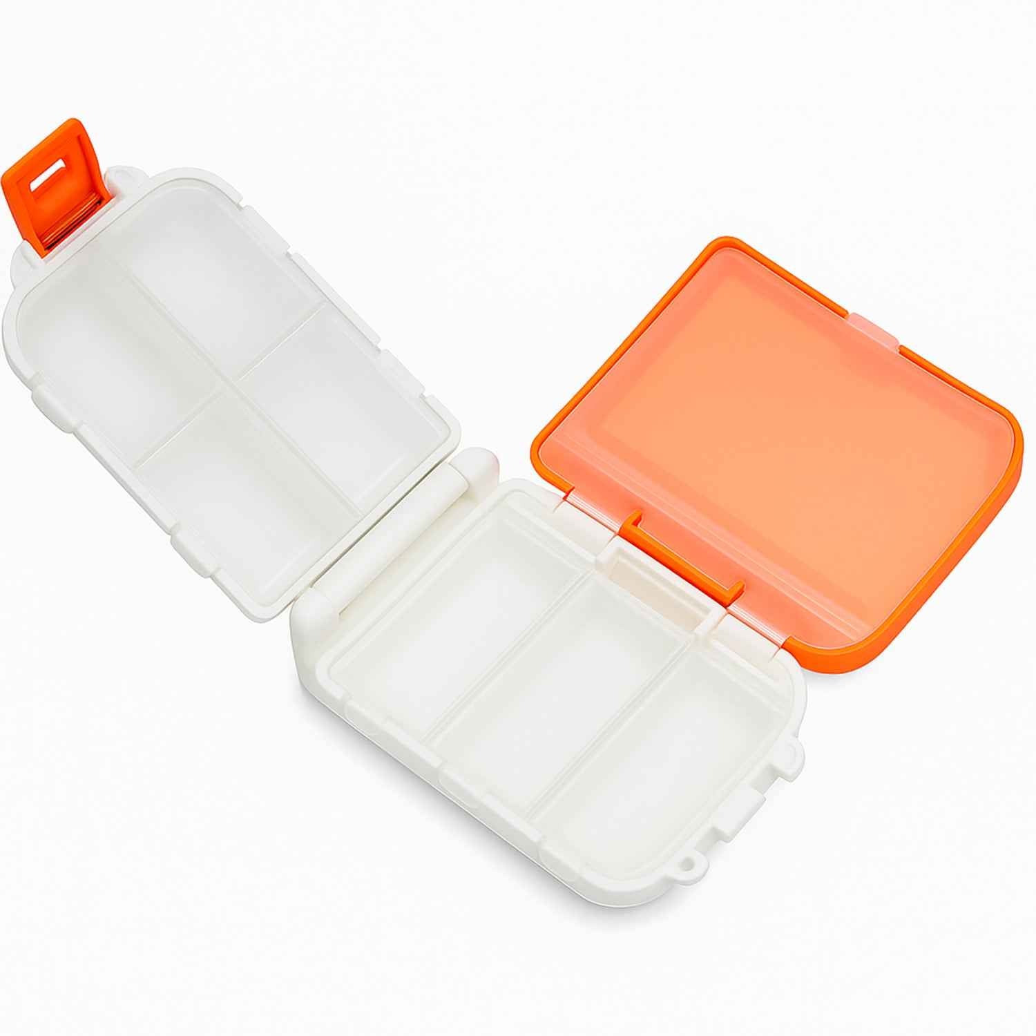 Portable Orange Dual-sided Pill Organizer Box (1 Pc)
