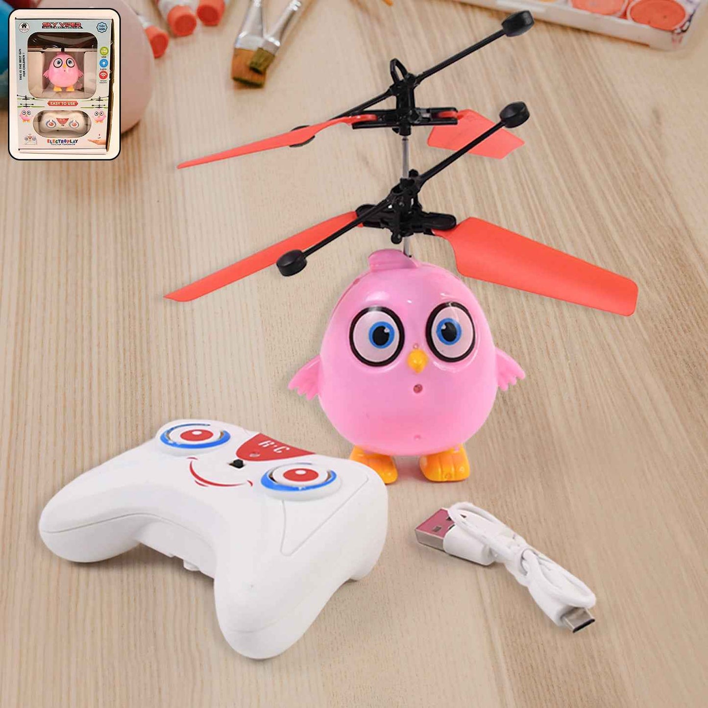 Flying Bird Rc Toy With Led Amp Remote Control  Pink Owl Design (1 Set)