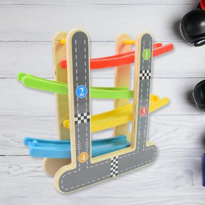 Car Racer Track Play Set Wooden Click Clack Toys With 4 Mini Racers (1 Set) - Best Deals at BeSh Deals®