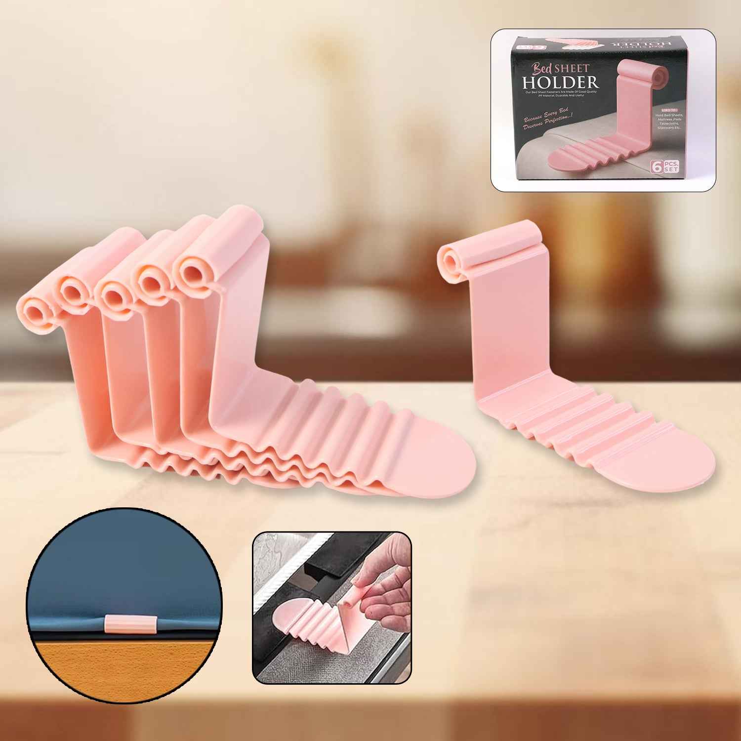 Universal Bed Sheet Holder Clip Set (Pack Of 6)