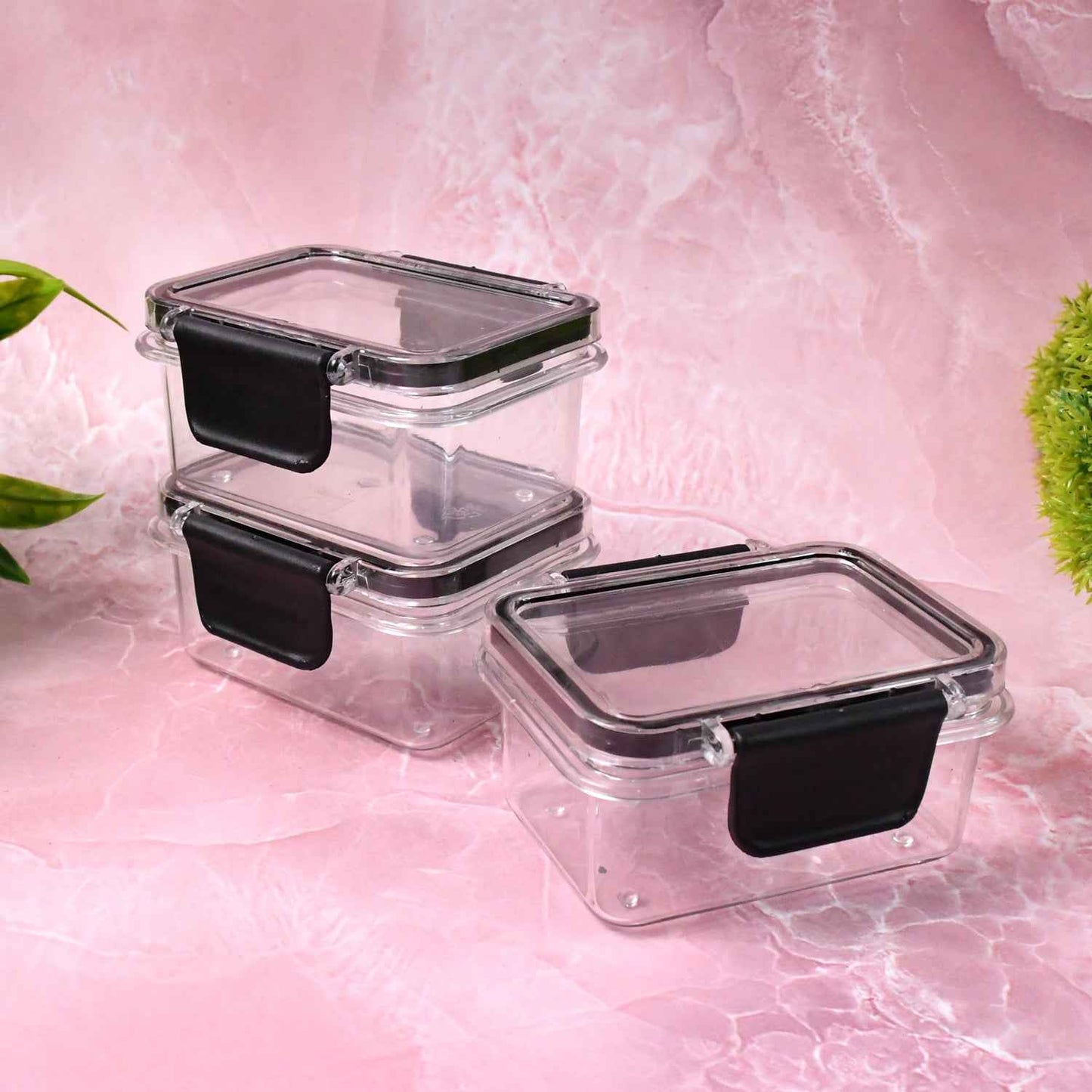 Kitchen Storage Container With Air Seal Lock Lid (3 Piece Set  250 Ml)