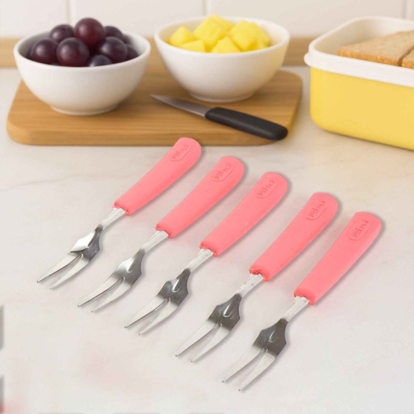 Premium Stainless Steel Fruit Fork Set  10 Pieces With Soft Non-slip Handle