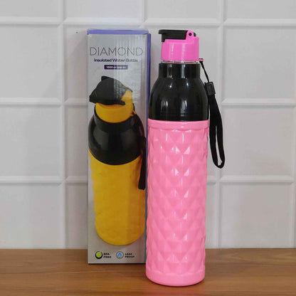 Plastic 1000 Ml Approx Diamond Pattern Leakproof Water Bottle (1 Pc) - BeSh Deals®