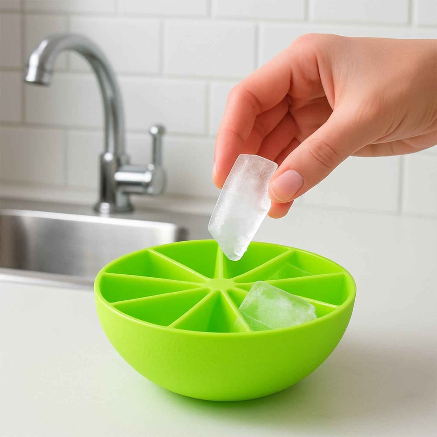 Lemon Shape Flexible Silicone Ice Cube Tray 8 Slot Round Ice Mold (1 Pc) - BeSh Deals®