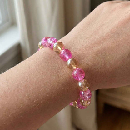 Elegant Dual-tone Crystal Beaded Stretch Bracelet (1 Pc)