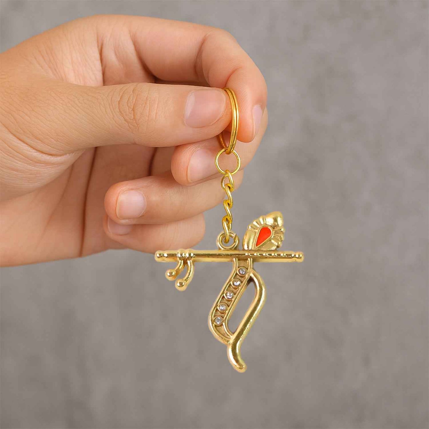 Flute And Peacock Feather Krishna Design Keychain (1 Pc)