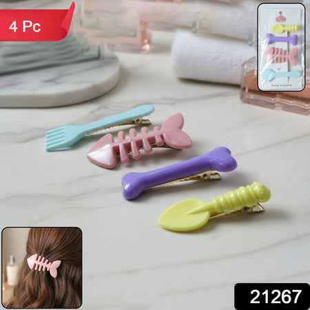 Cute Cartoon Shape Hair Clips (4 Pc)