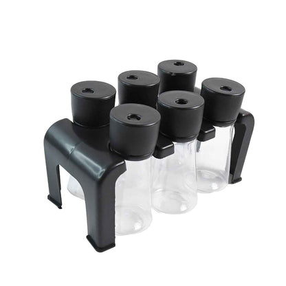 6-piece Plastic Spice Jar Set With Stand
