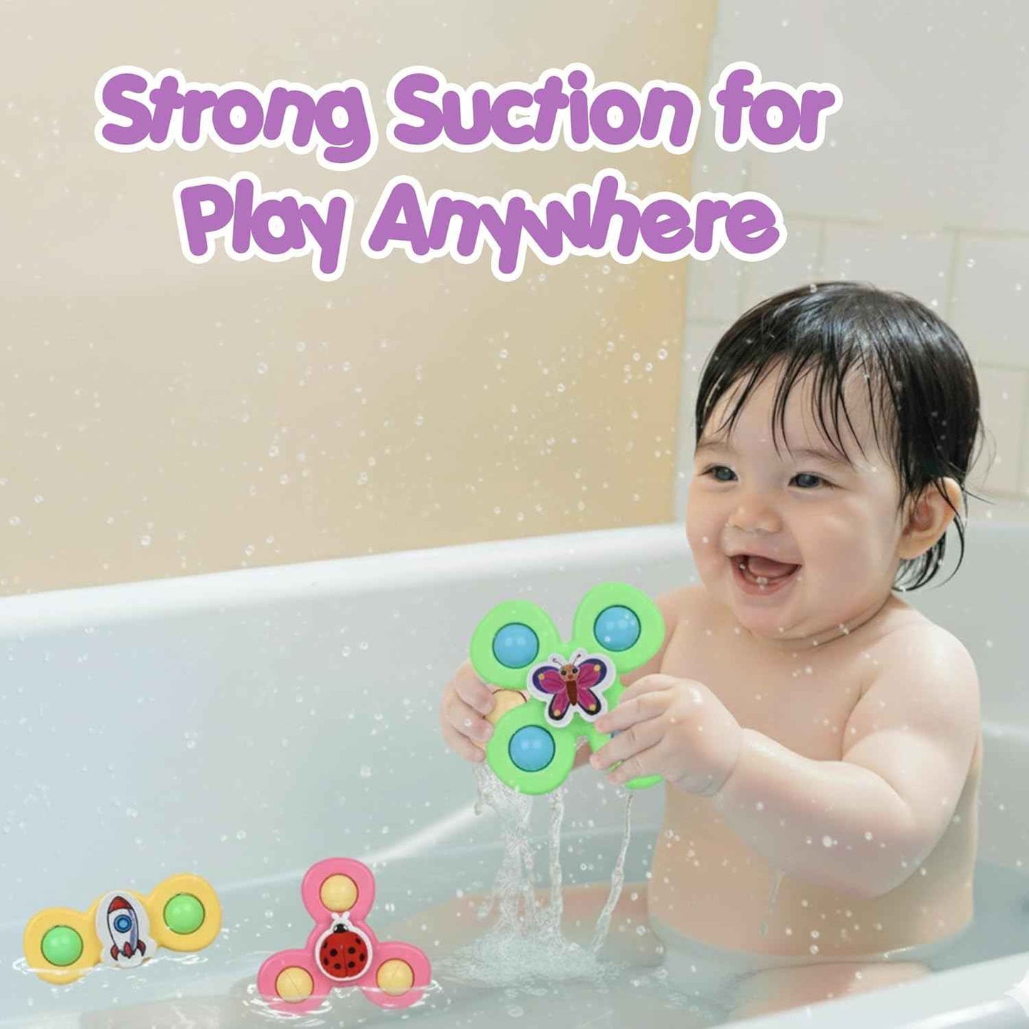 Colour Baby Spinner Toy Set  Suction Cup Sensory Spin Toys (3 Pc Set)