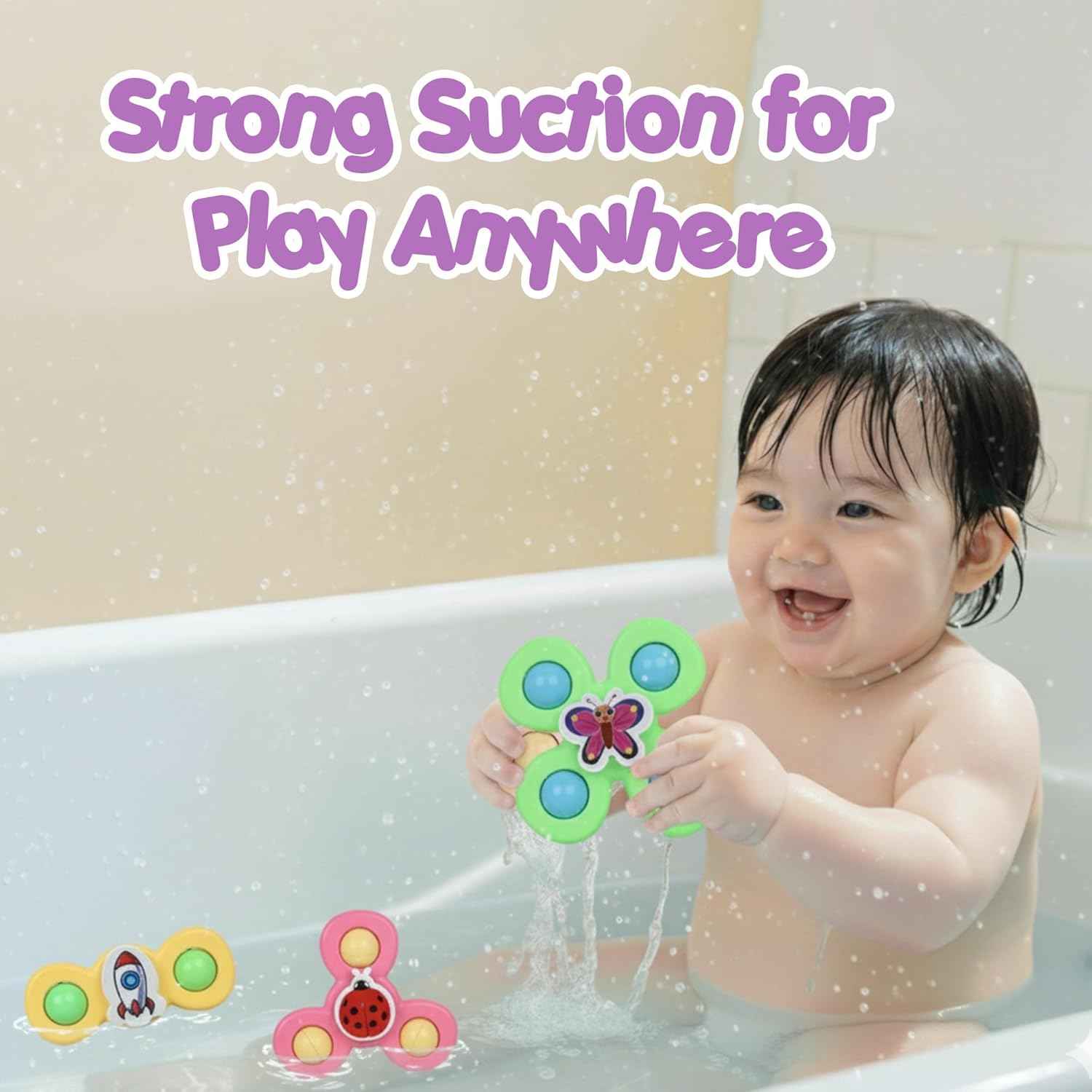 Colour Baby Spinner Toy Set  Suction Cup Sensory Spin Toys (3 Pc Set)