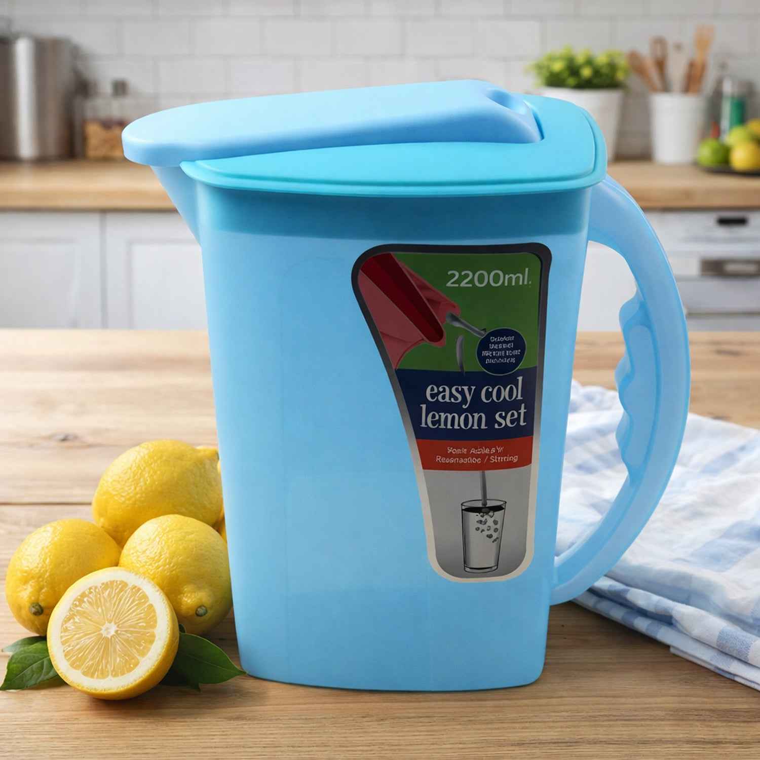 Easy Cool Lemon Set Water Jug With Lid  Handle (Approx. 2200 Ml)