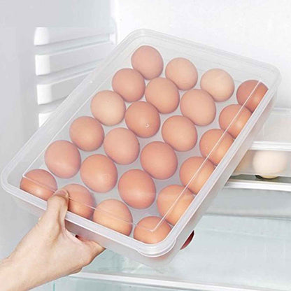 Plastic Egg Storage Container Holder For Refrigerator Egg Tray Holds 24 Eggs (1 Pc)