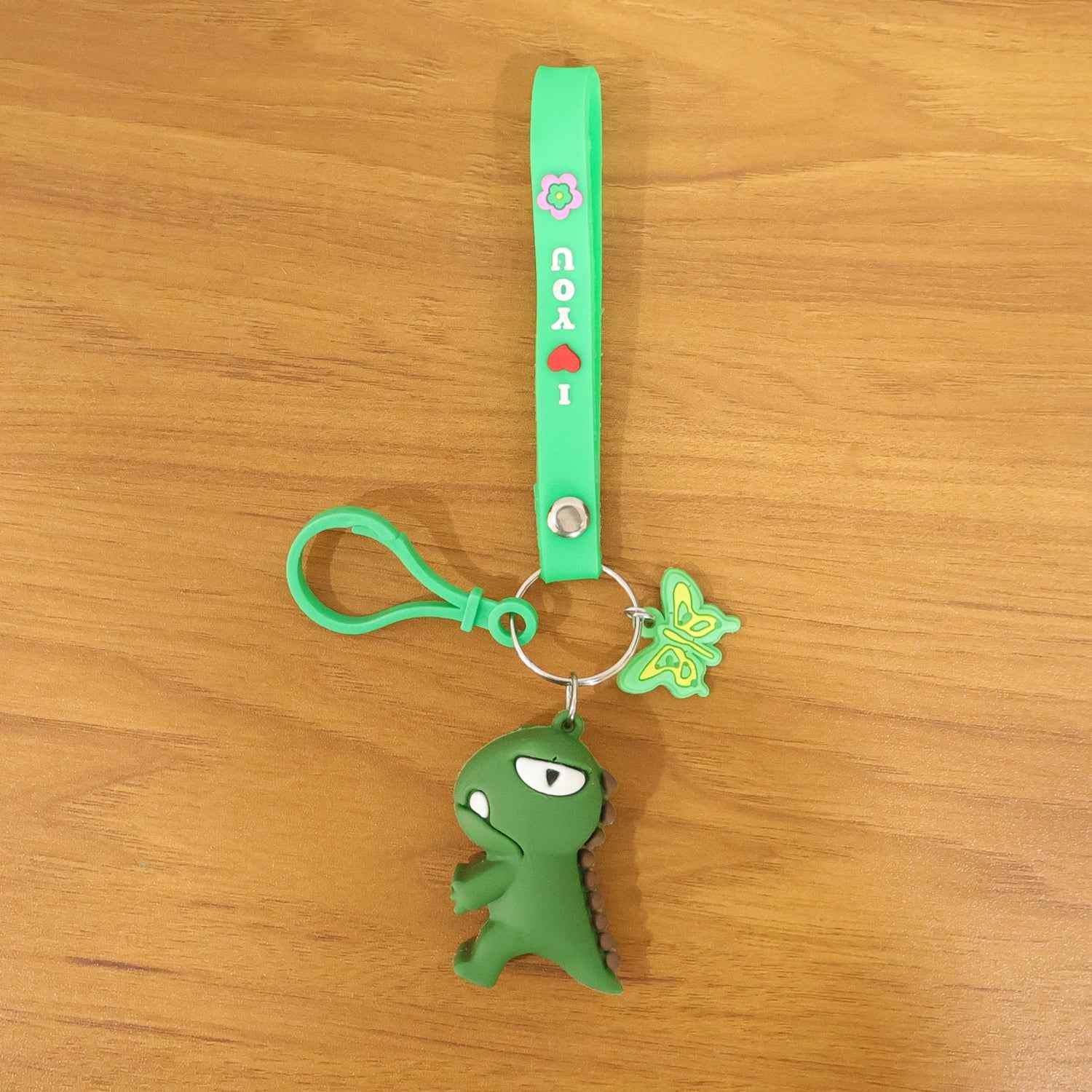 Cute Dinosaur Cartoon Keychain With Silicone Strap (1 Pc)