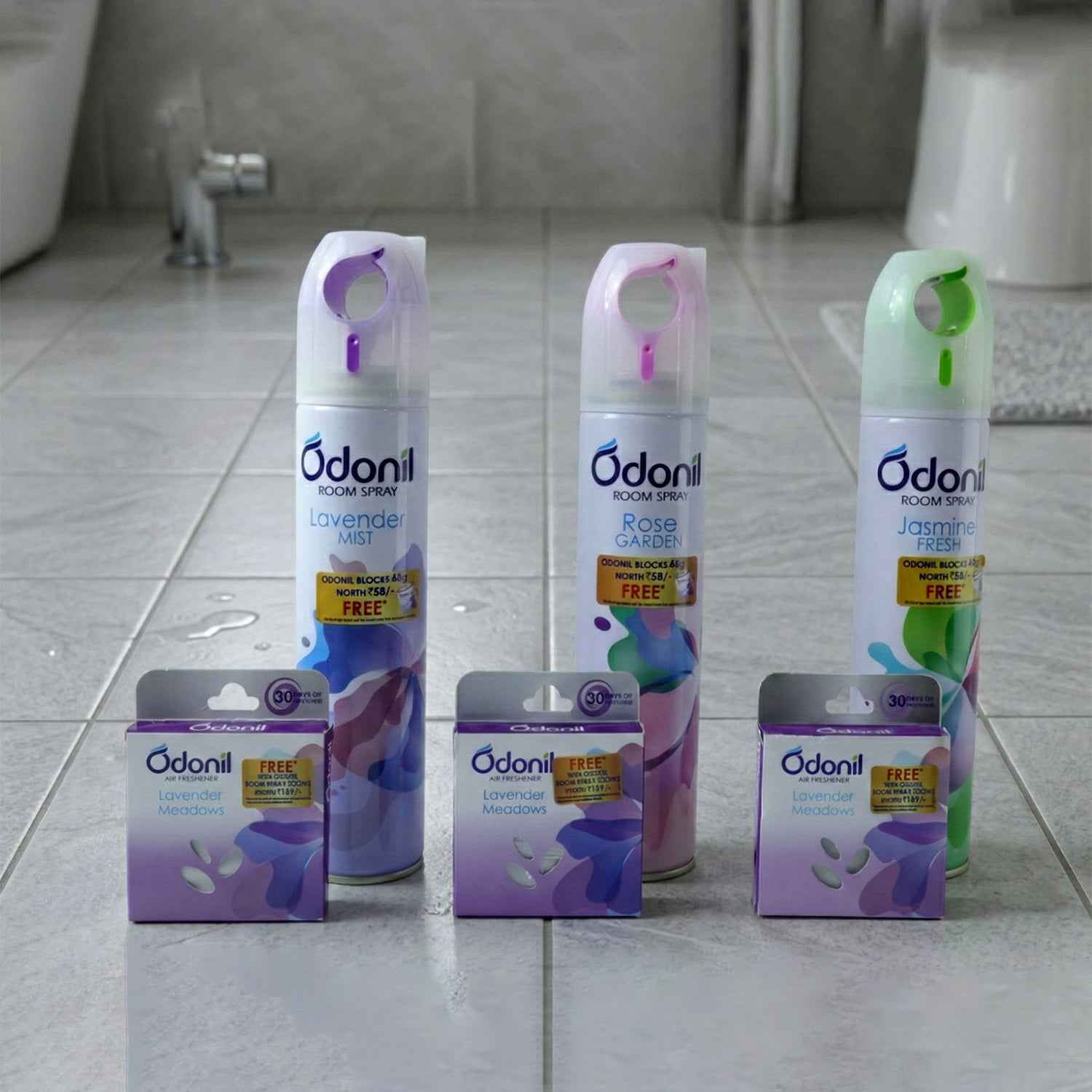 Room Spray And Air Freshener Blocks Combo Set (1 Set Mix Fragrance 220 Ml)