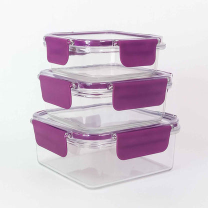 Airtight Square Food Storage Container Set (3 Pc)