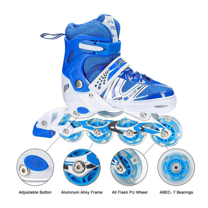 7554  Inline Skates With Led Flashing Light Wheel With Adjustable Length Skate Premium High Quality Skates Pair - Best Deals at BeSh Deals®