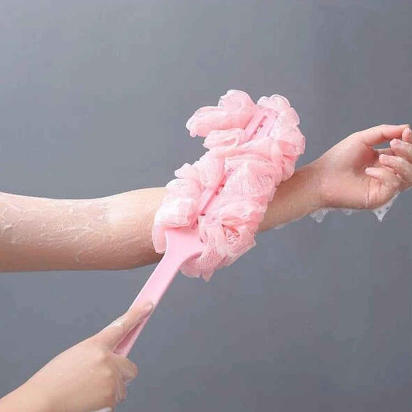 6702 Loofah Back Scrubber For Shower Long Handle Bath Sponge Shower Brush Soft Nylon Mesh Back Cleaner Washer Body Bath Brush For Women And Men Bathroom Shower Accessories
