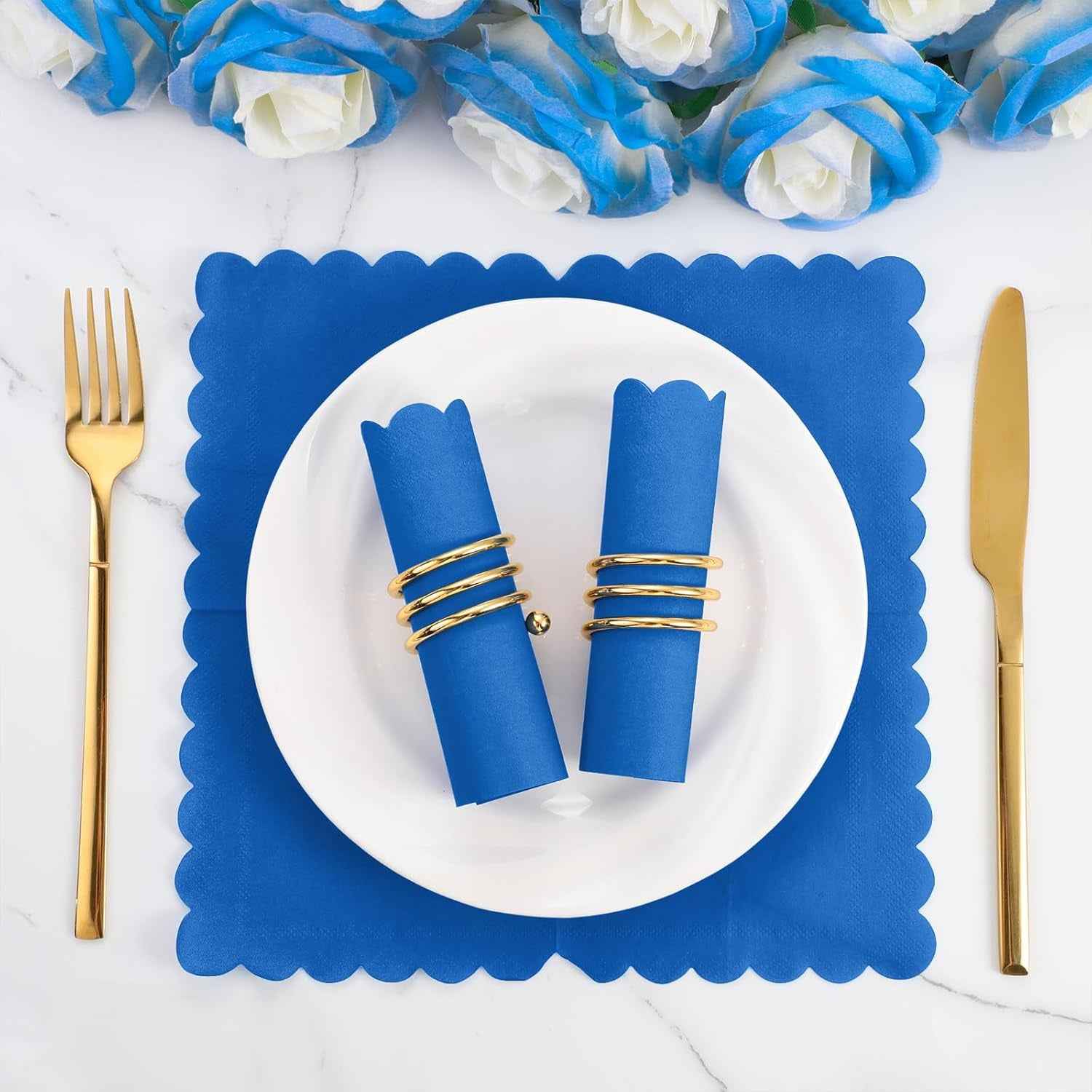 Royal Scalloped Disposable Paper Napkins (23 X 23 Cm  Approx 120 Pc)
