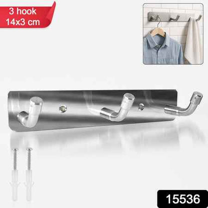 Stainless Steel Wall Mounted Coat 3 Hook Rack (14x3  1 Pc)