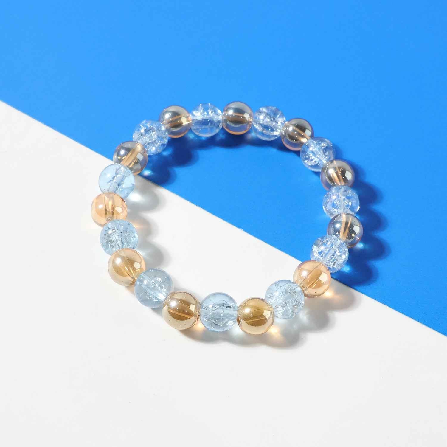 Elegant Dual-tone Crystal Beaded Stretch Bracelet (1 Pc)