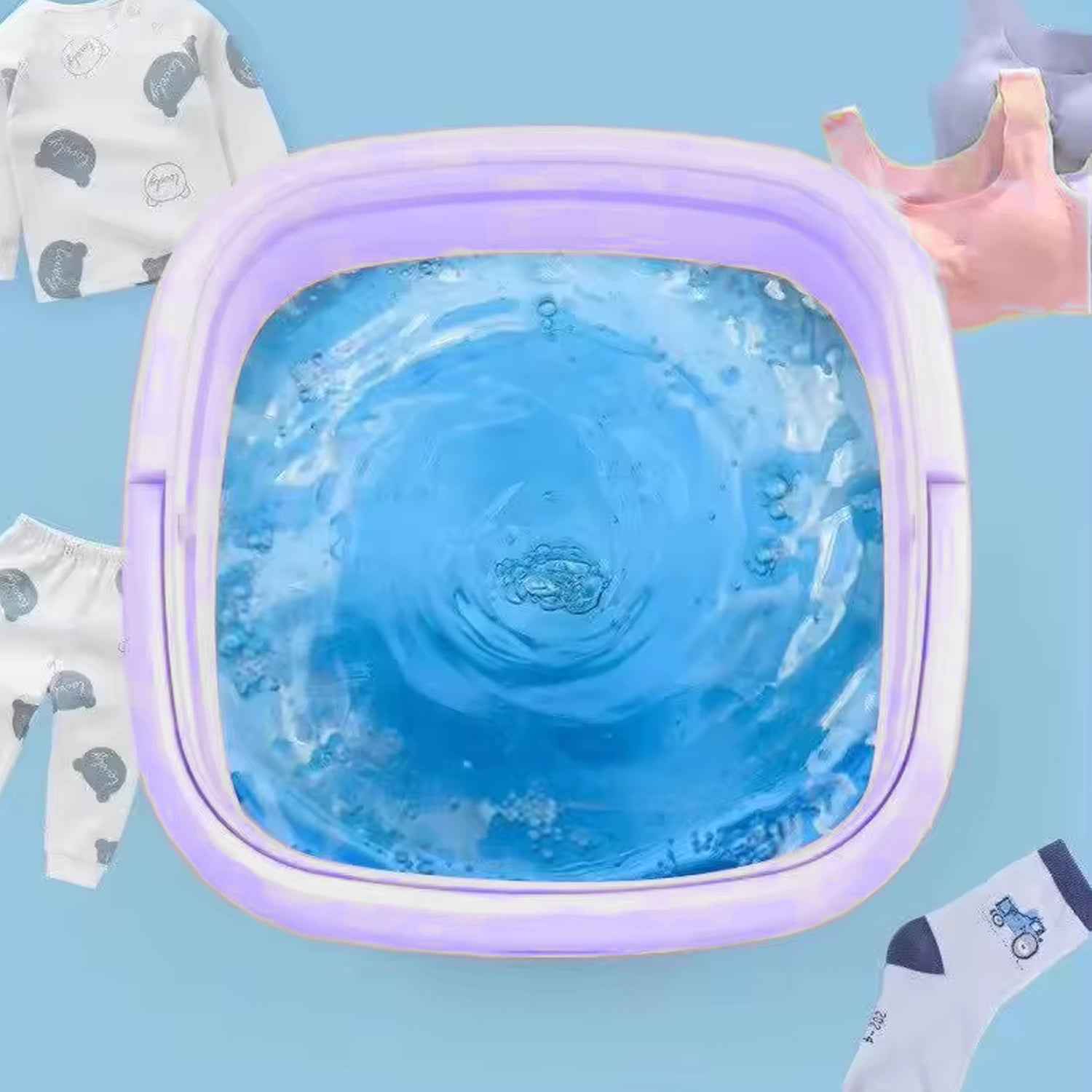 12897 Folding Washing Machine Mini Portable Washing Machine Deep Cleaning Mini Foldable Washing Machine Suitable For Socks Underwear Baby Clothes  Other (1 Pc)