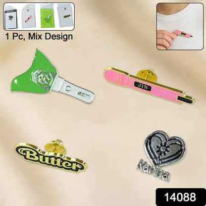 Stylish Metal Badge Pin  Single Piece (Random Design)