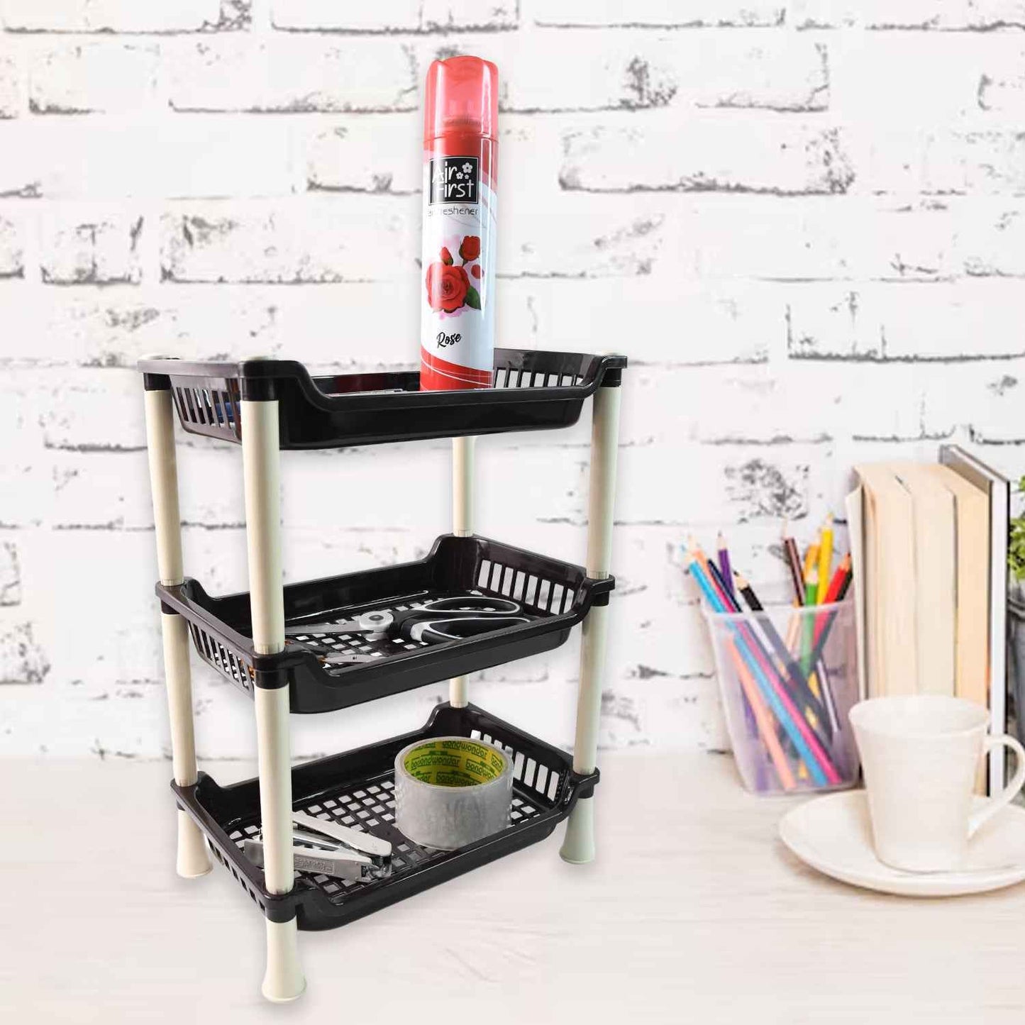 Apex Small Multiuse Plastic Storage Rack Organizer 3-tier