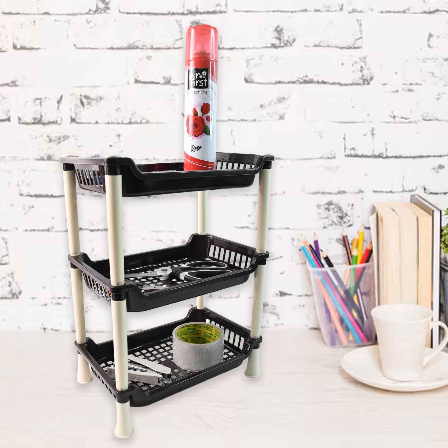 Apex Small Multiuse Plastic Storage Rack Organizer 3-tier