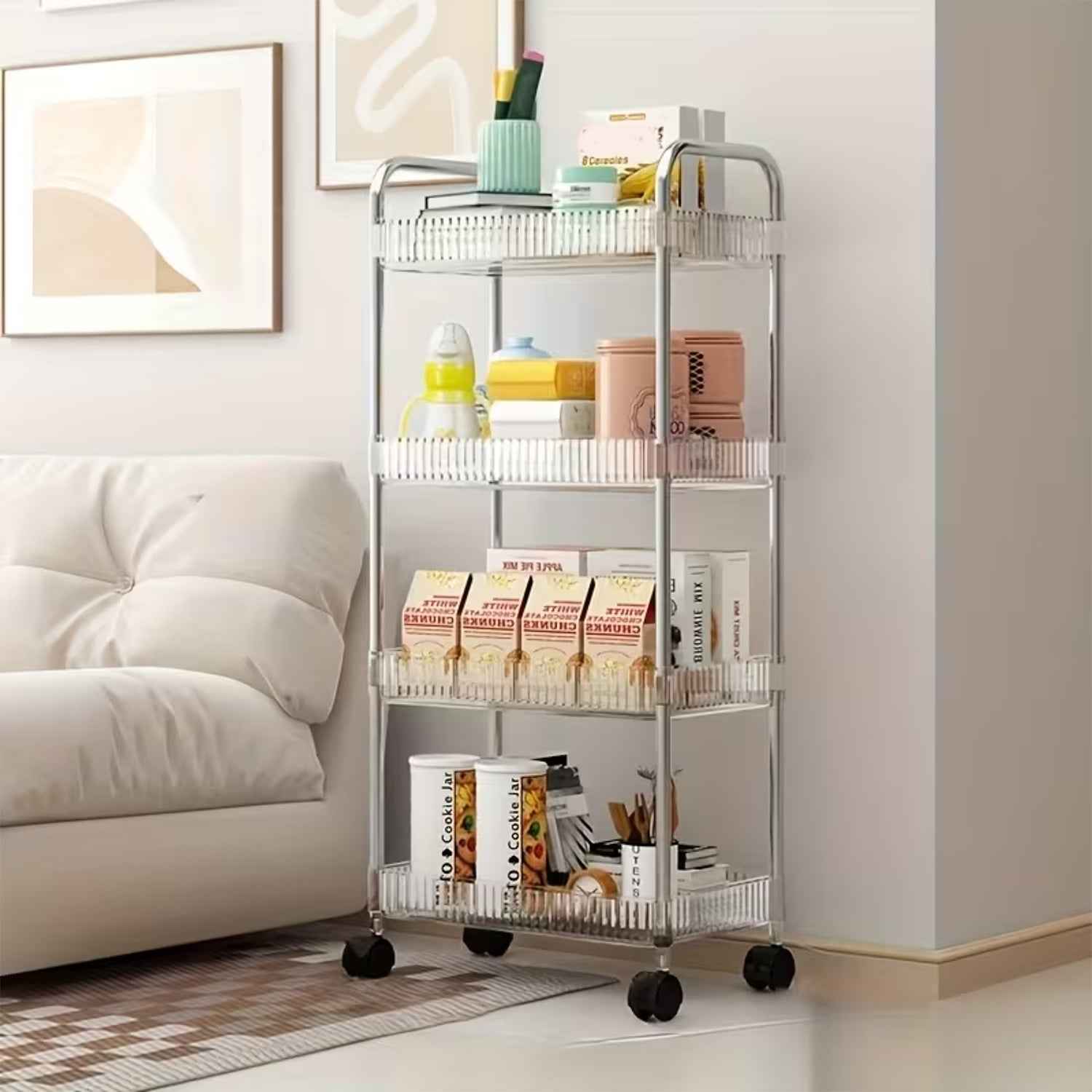 4 Layer Multipurpose Storage Trolley With Wheels