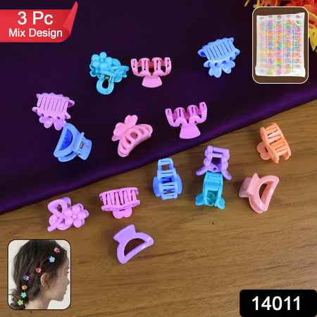 Plastic Small Hair Clips For Girls Kids Hair Accessories (3 Pcs Set  Mix Color  Design)