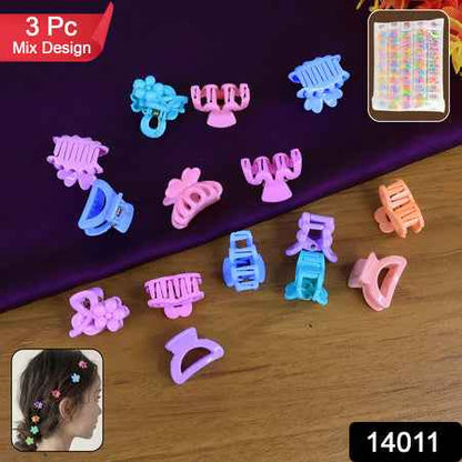 Plastic Small Hair Clips For Girls Kids Hair Accessories (3 Pcs Set  Mix Color  Design)
