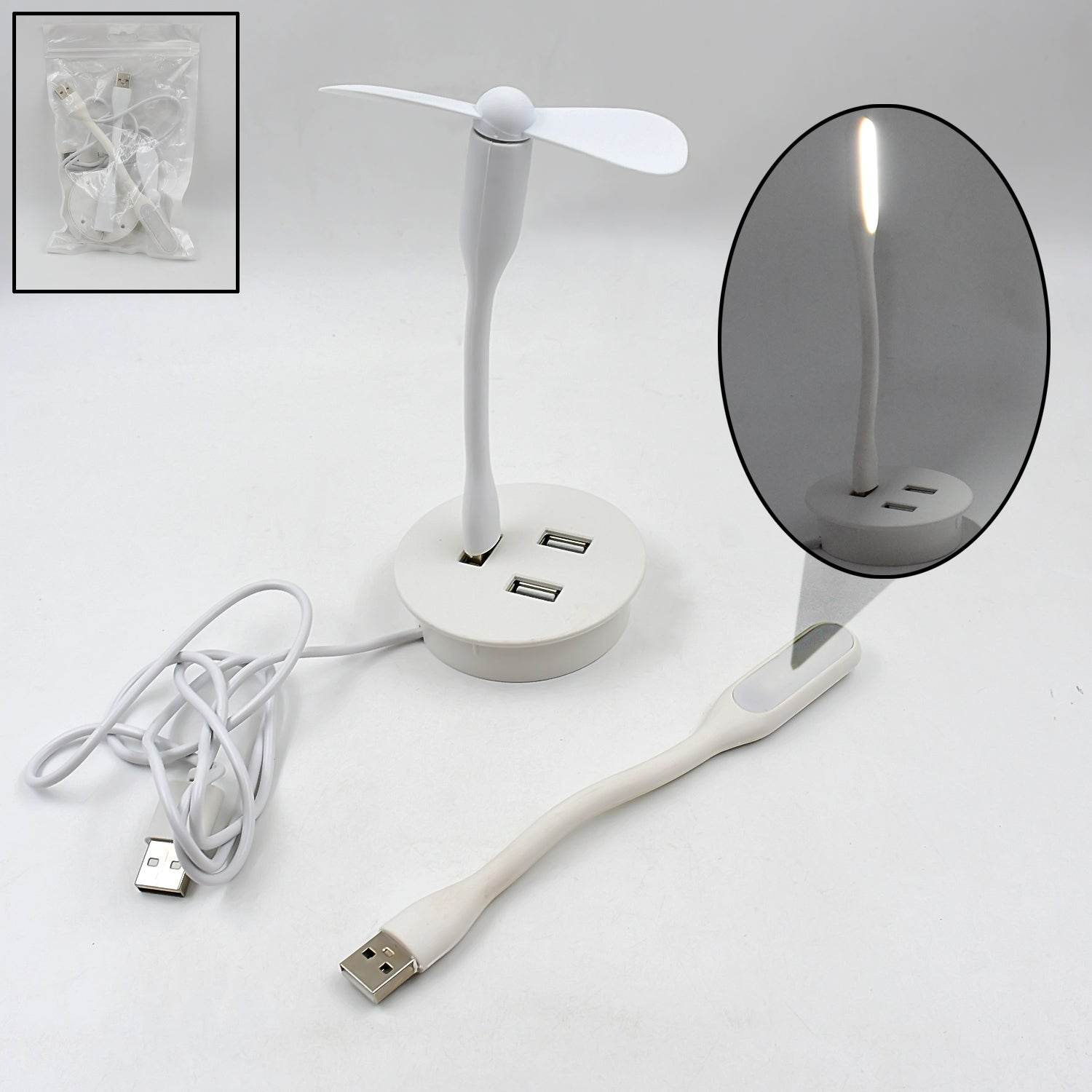 Portable Mini Usb Fan Usb Ligh  Usb 3 Hub  Port Combo - Best Deals at BeSh Deals®