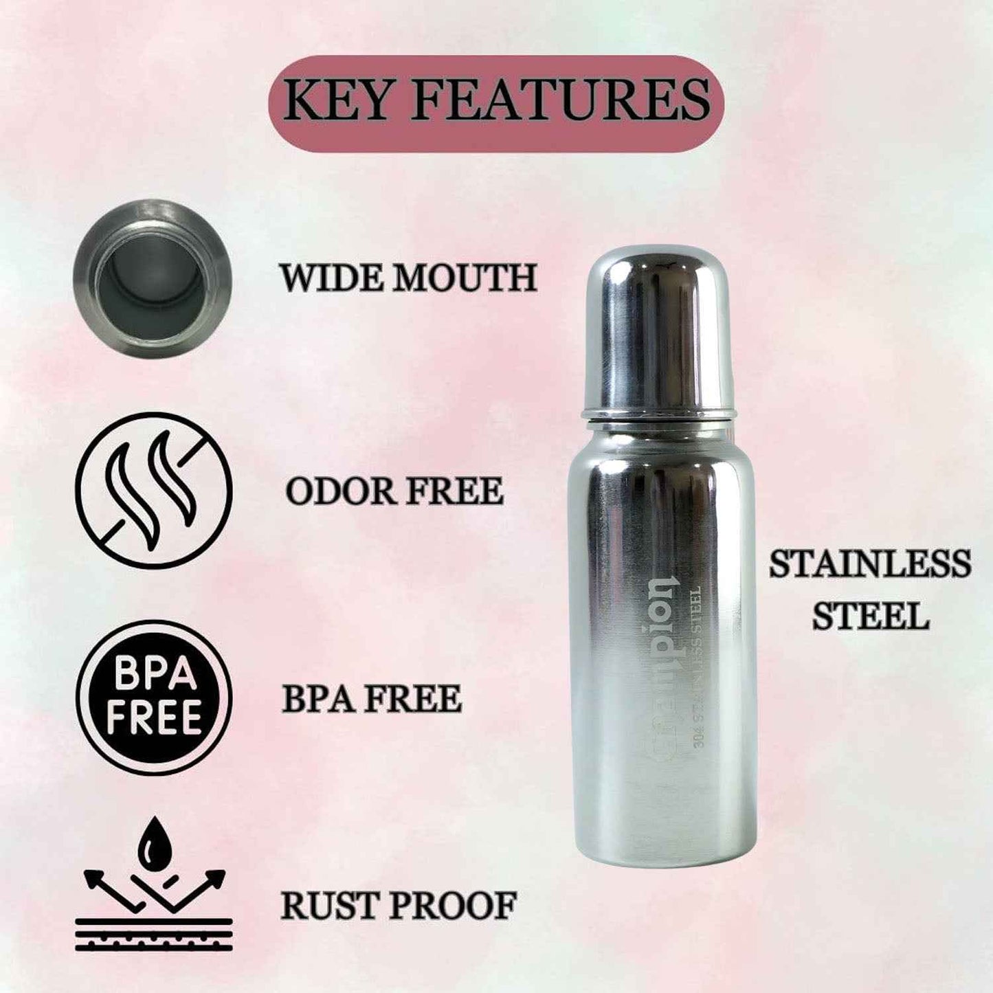 Stainless Steel Baby Feeding Bottle 200ml