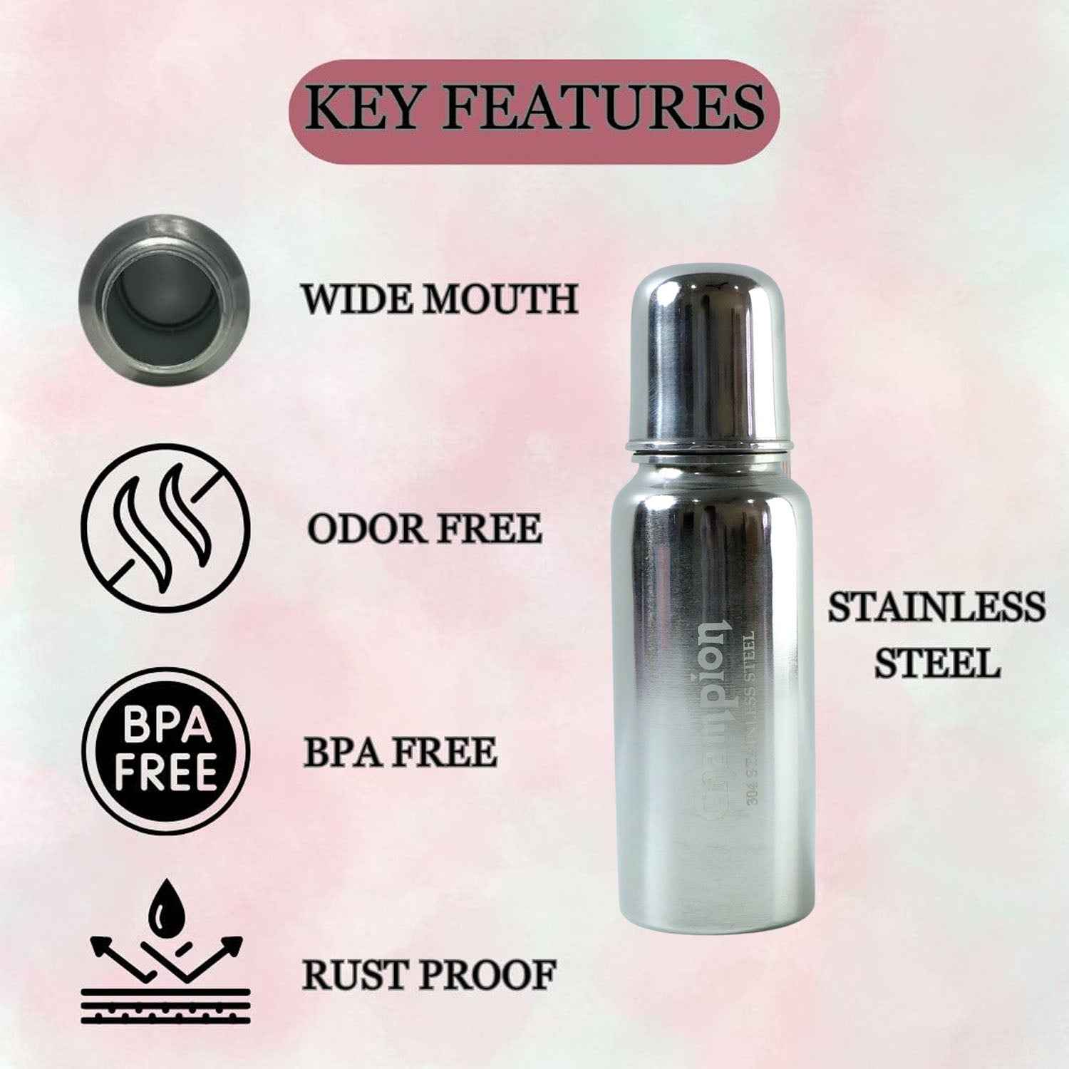 Stainless Steel Baby Feeding Bottle 200ml